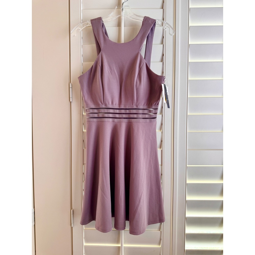 Xtraordinary Mauve Skater Dress Mesh Cutout‎ Fit Flare Mini NWT Medium 7